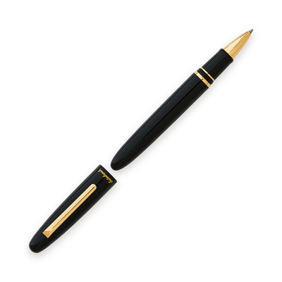 Esterbrook Estie rollerball in Ebony with gold trim, uncapped