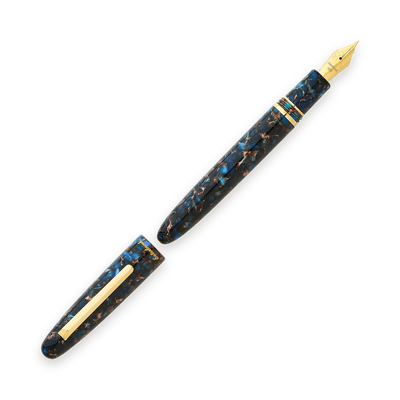 Esterbrook Estie fountain pen in Nouveau Bleu with gold trim, uncapped