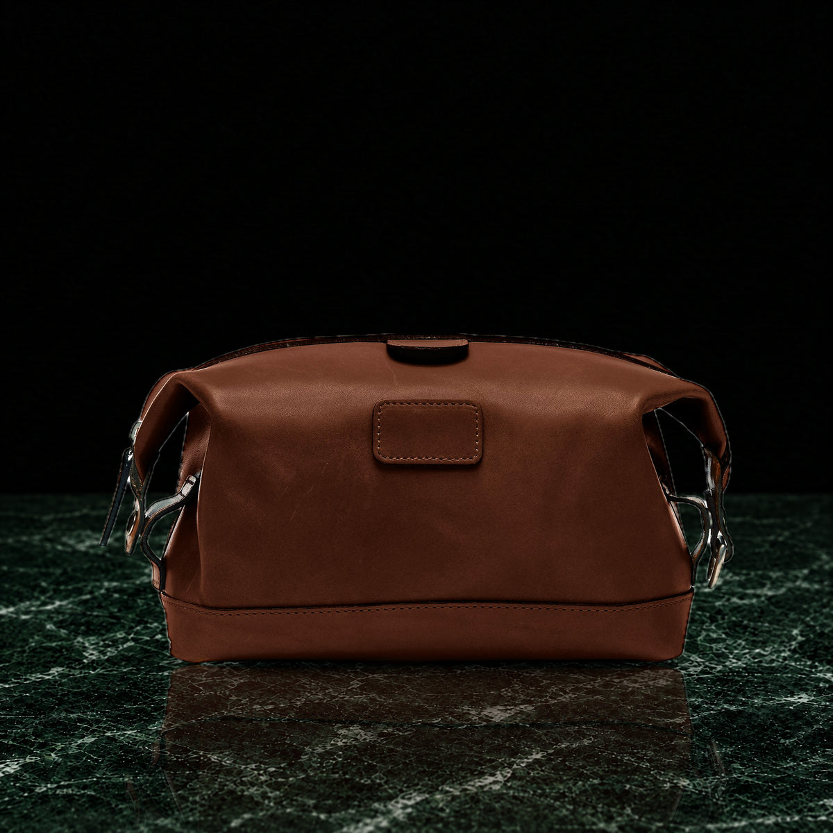 Ryder full-grain leather dopp kit in brown, front view