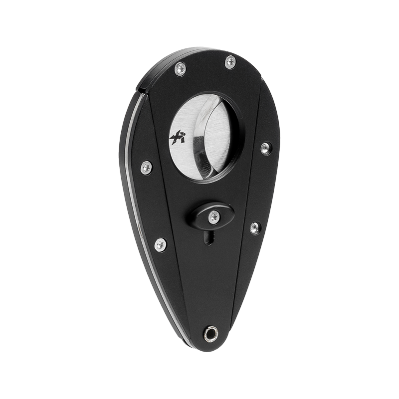 Xikar Xi1 double guillotine cutter in phantom black, blades open
