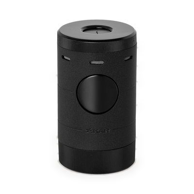 Xikar Volta quad-jet tabletop lighter in black, closed, front view