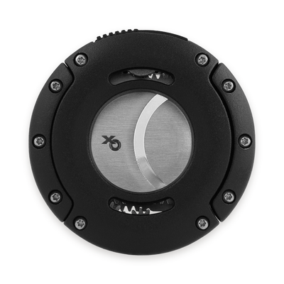 Xikar XO cigar cutter in black, reverse side with the Xikar mark