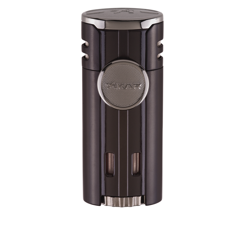 Xikar HP4 quad-jet torch lighter in matte black, closed, front view