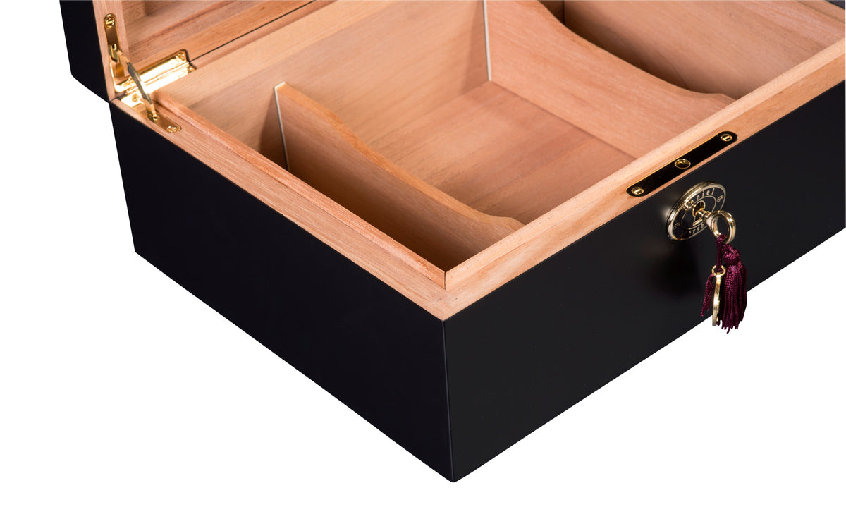 Daniel Marshall Ambiente 65 desktop cigar humidor in black matte, Spanish cedar lined, view 3 of 3