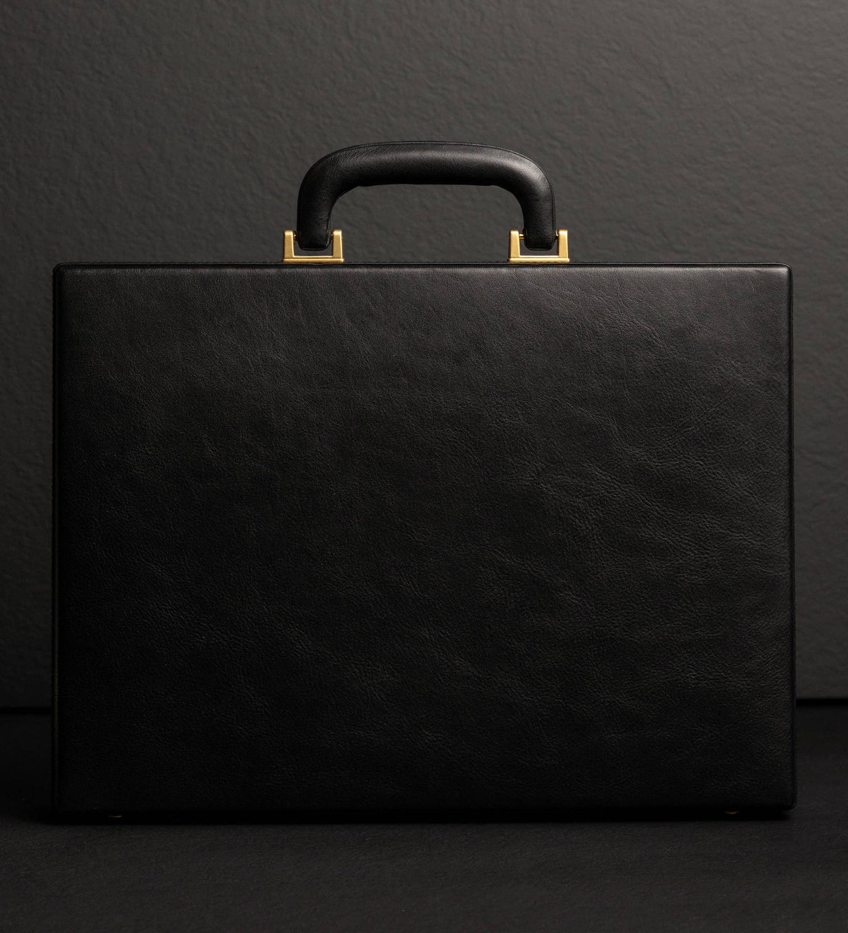 Vendetta black leather attaché case by Time Resistance in full-grain vegetable-tanned Italian Vachetta, view 3 of 11