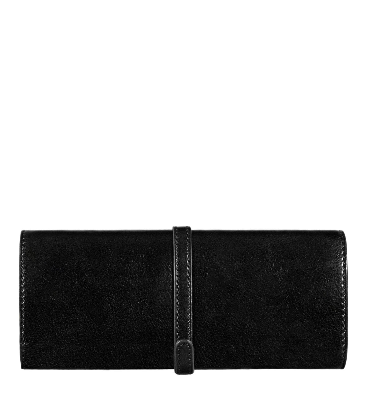 Madame Bovary black leather jewelry roll by Time Resistance in full-grain vegetable-tanned Italian Vachetta, view 4 of 8