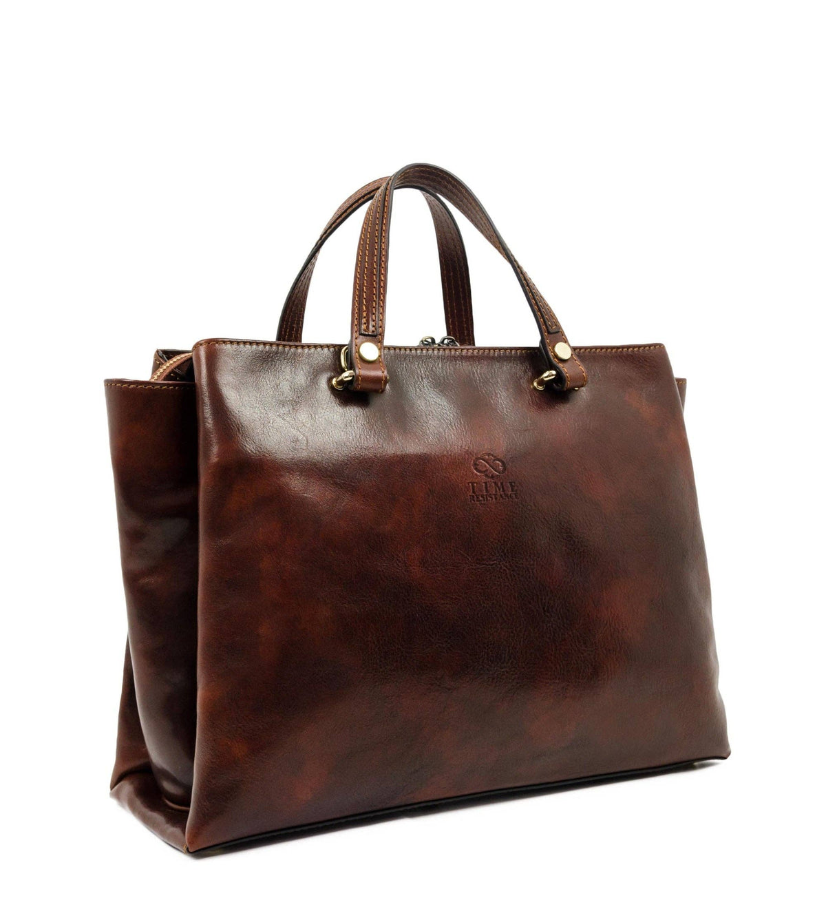 The Scarlet Letter brown women's leather tote in Italian Vachetta (Time Resistance) — view 2