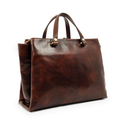 The Scarlet Letter brown women's leather tote in Italian Vachetta (Time Resistance) — view 2