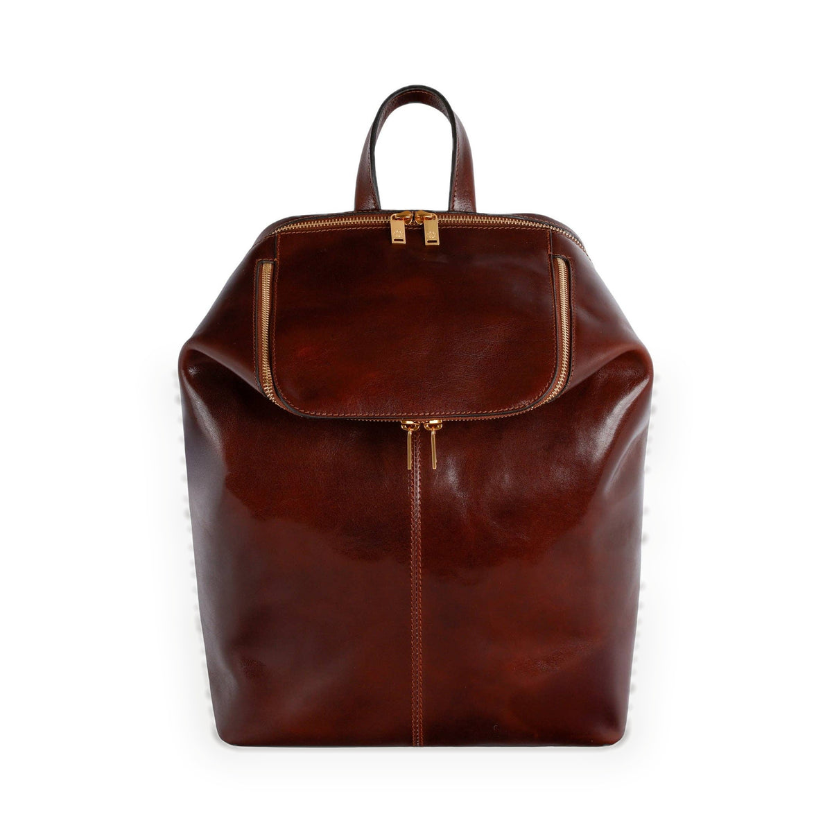 A Bend in the River brown women's leather backpack in Italian Vachetta (Time Resistance), front view