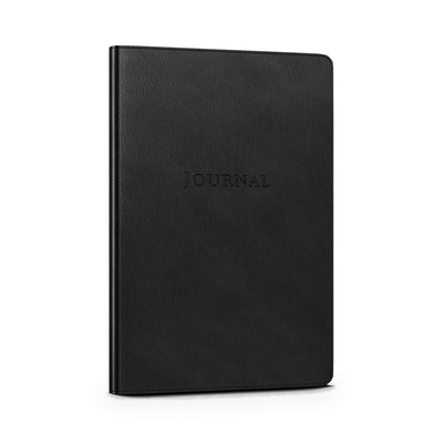 Desk Leather Journal, ruled, in black leather — front view, standing