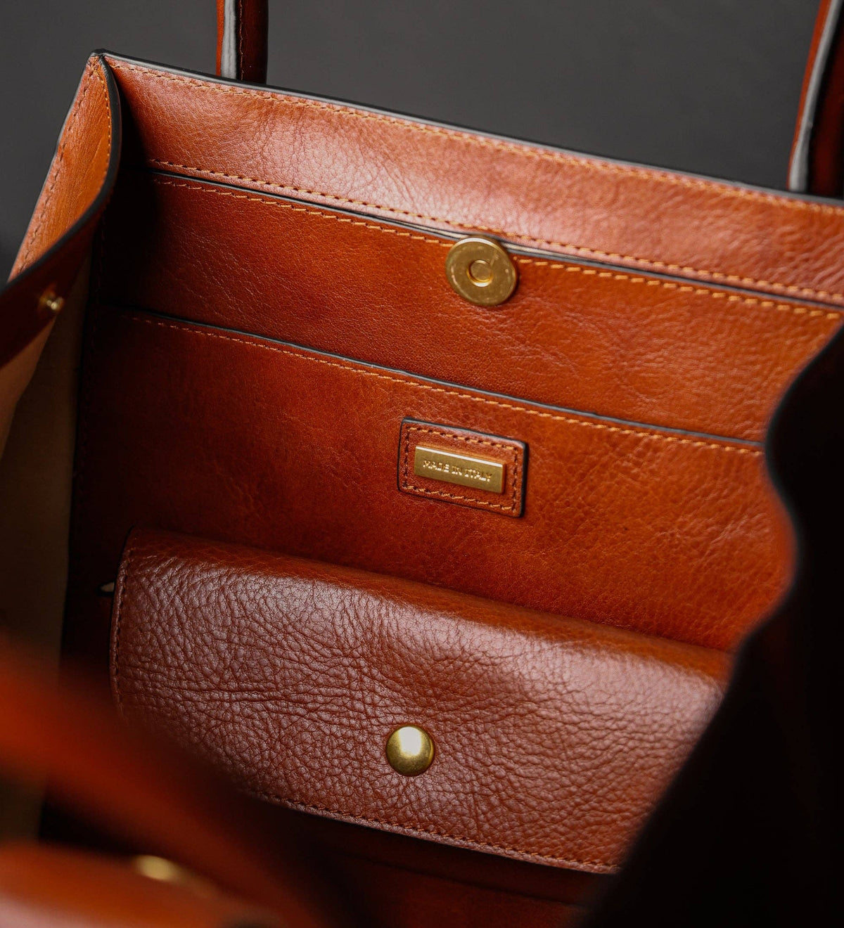 The Woman in White cognac brown leather tote in Italian Vachetta (Time Resistance) — view 11