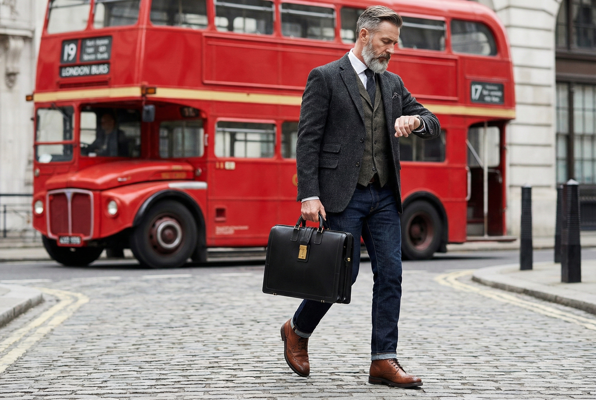 Churchill Classic Briefcase in black — lifestyle