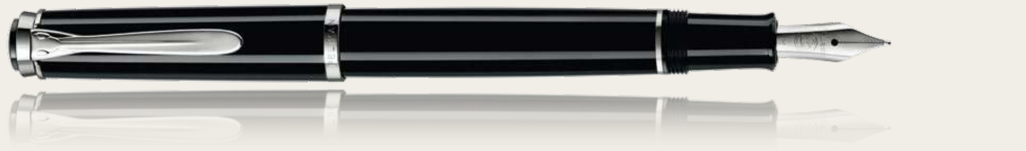 Pelikan Classic P205 Fountain Pen, black with silver highlights, cartridge-fill