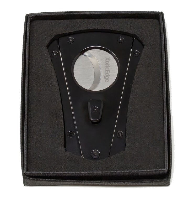 Overhead view of the XhaleX cutter in its gift box